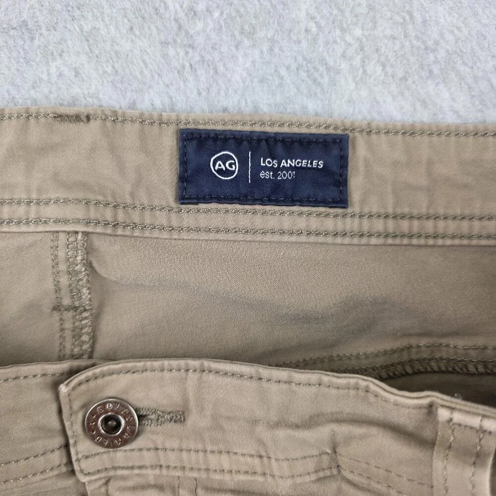 AG Adriano Goldschmied Everett Jeans Mens 40x32 Beige Slim Straight Light Wash